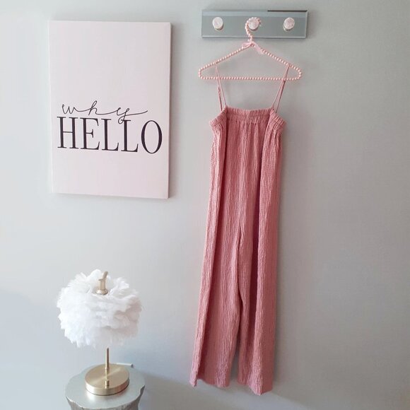 NWOT Zara dusty rose pink long gauze cotton blend sleeveless jumpsuit, XS - Picture 9 of 10